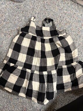 GAP baby girl Black and White Buffalo Check Sundress 6-12Mo GUC